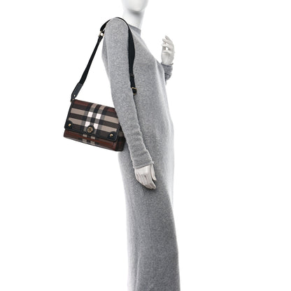 Burberry Calfskin Giant Check E-Canvas Note Crossbody Bag Dark Birch Brown 3 of 9