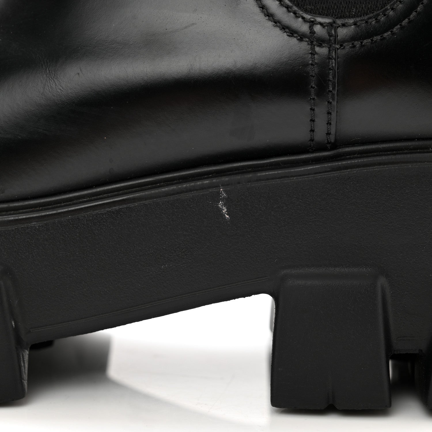 Prada Spazzolato Rois Womens Monolith Chelsea 55mm Ankle Boots 39 Black 11 of 12