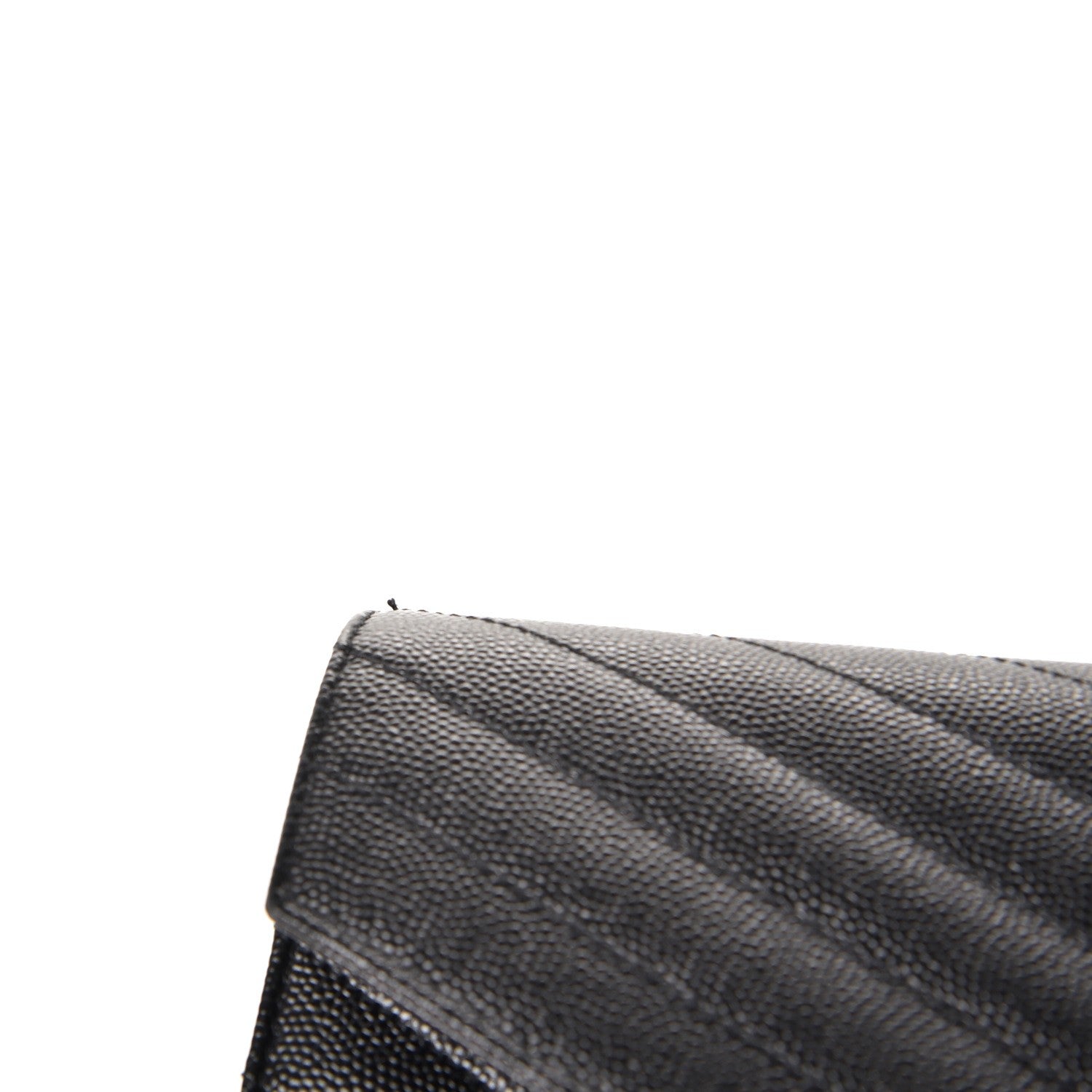 Saint Laurent Grain De Poudre Matelasse Chevron Monogram Chain Wallet Black 9 of 10