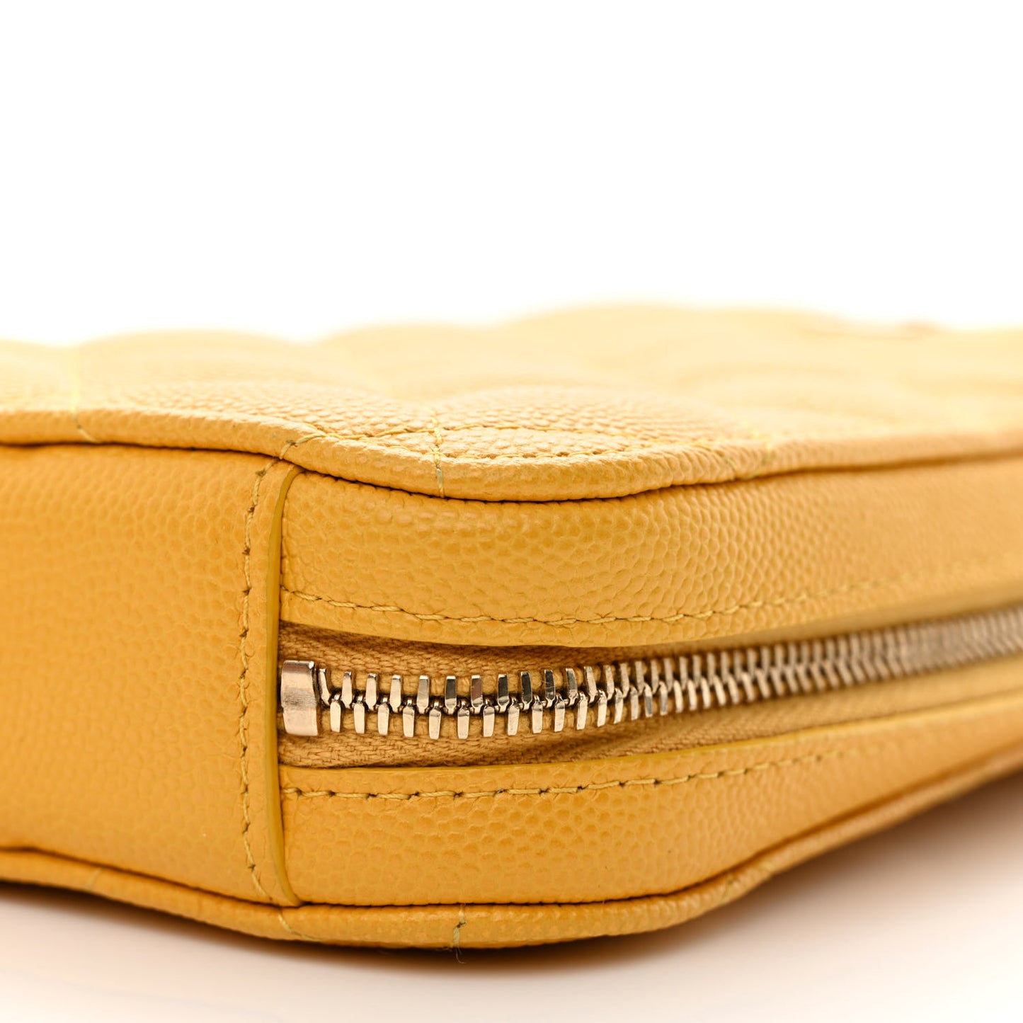 Caviar Quilted Phone Holder Wallet On Chain WOC Yellow