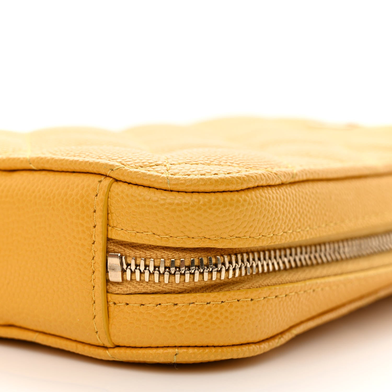 Chanel Caviar Quilted Phone Holder Wallet On Chain WOC Yellow 10 of 12