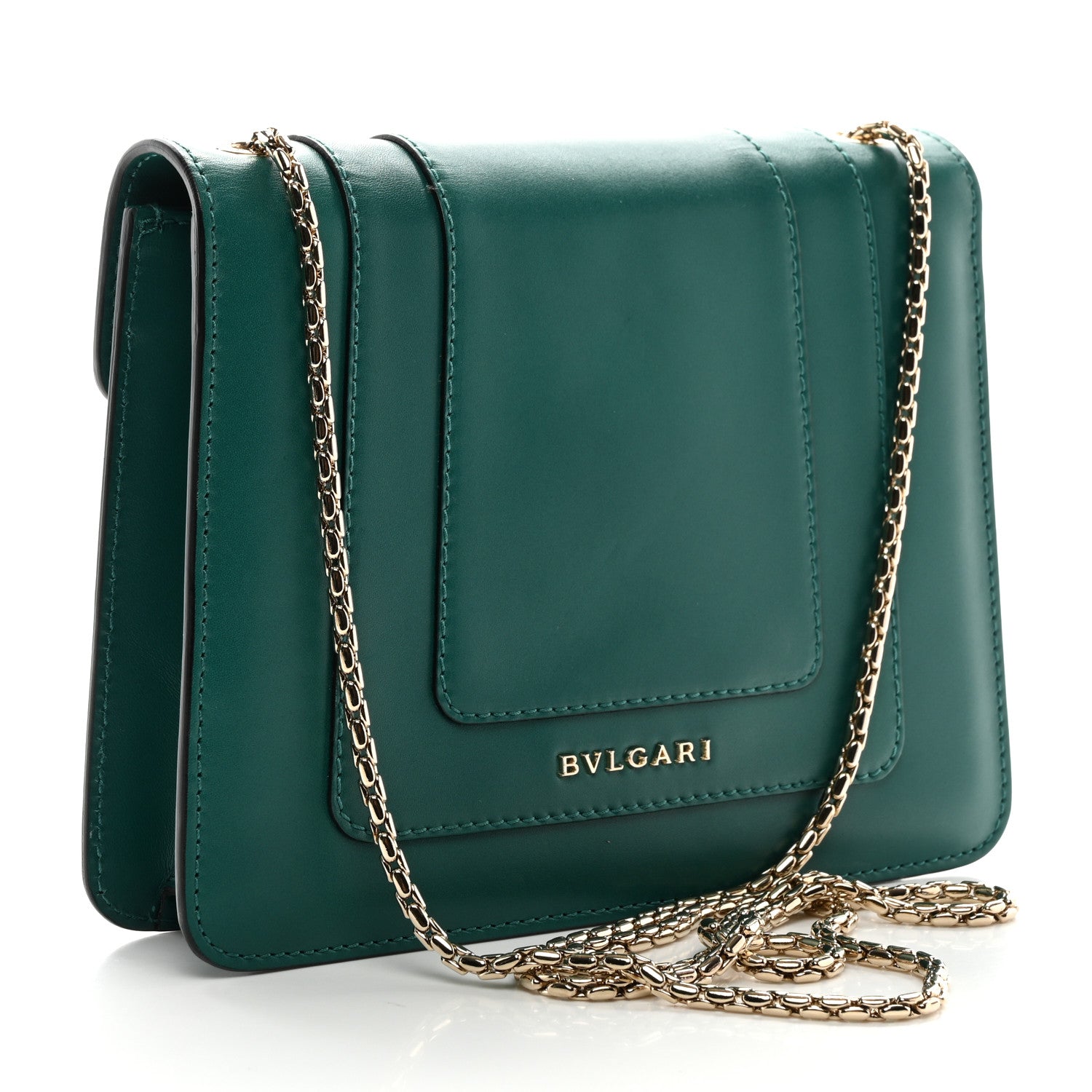 Bulgari Calfskin Small Serpenti Forever Snake Strap Crossbody Bag Emerald Green 4 of 11