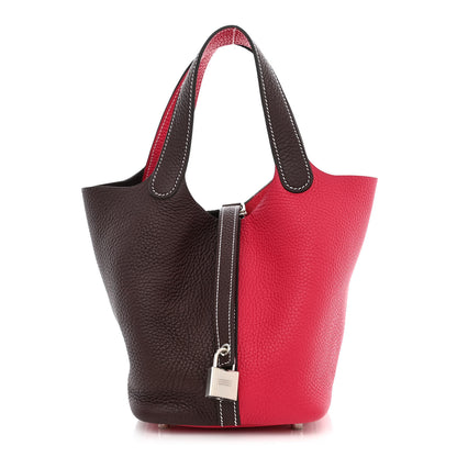 Hermes Taurillon Clemence Casaque Picotin Lock 18 PM Rouge Sellier Framboise 1 of 10