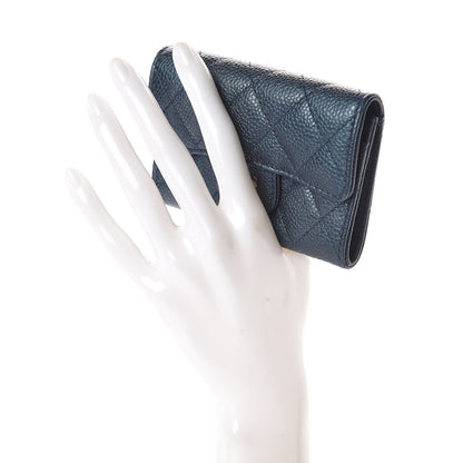 Chanel Iridescent Caviar Quilted Flap Card Holder Dark Blue 2 of 8