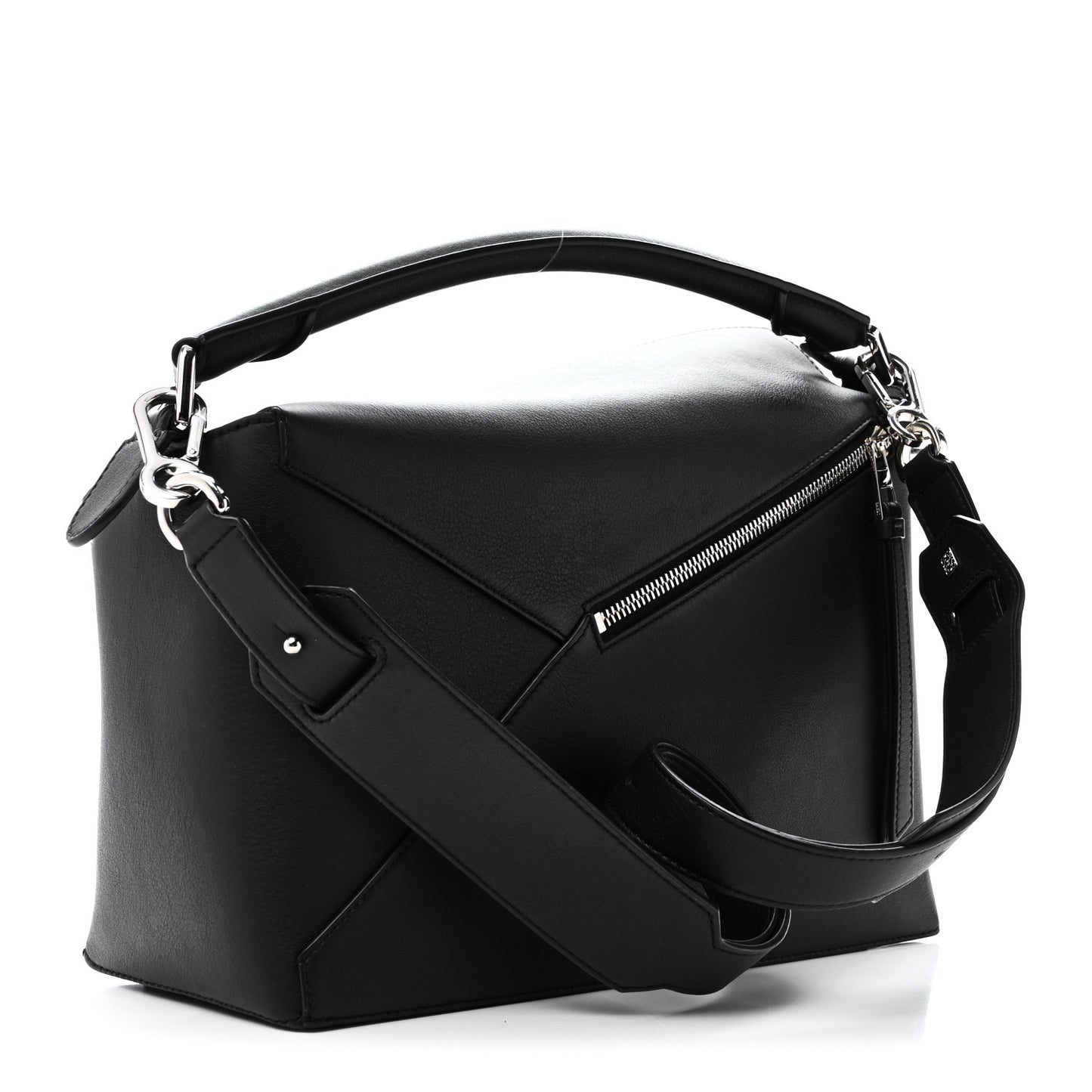 Calfskin Medium Puzzle Edge Bag Black