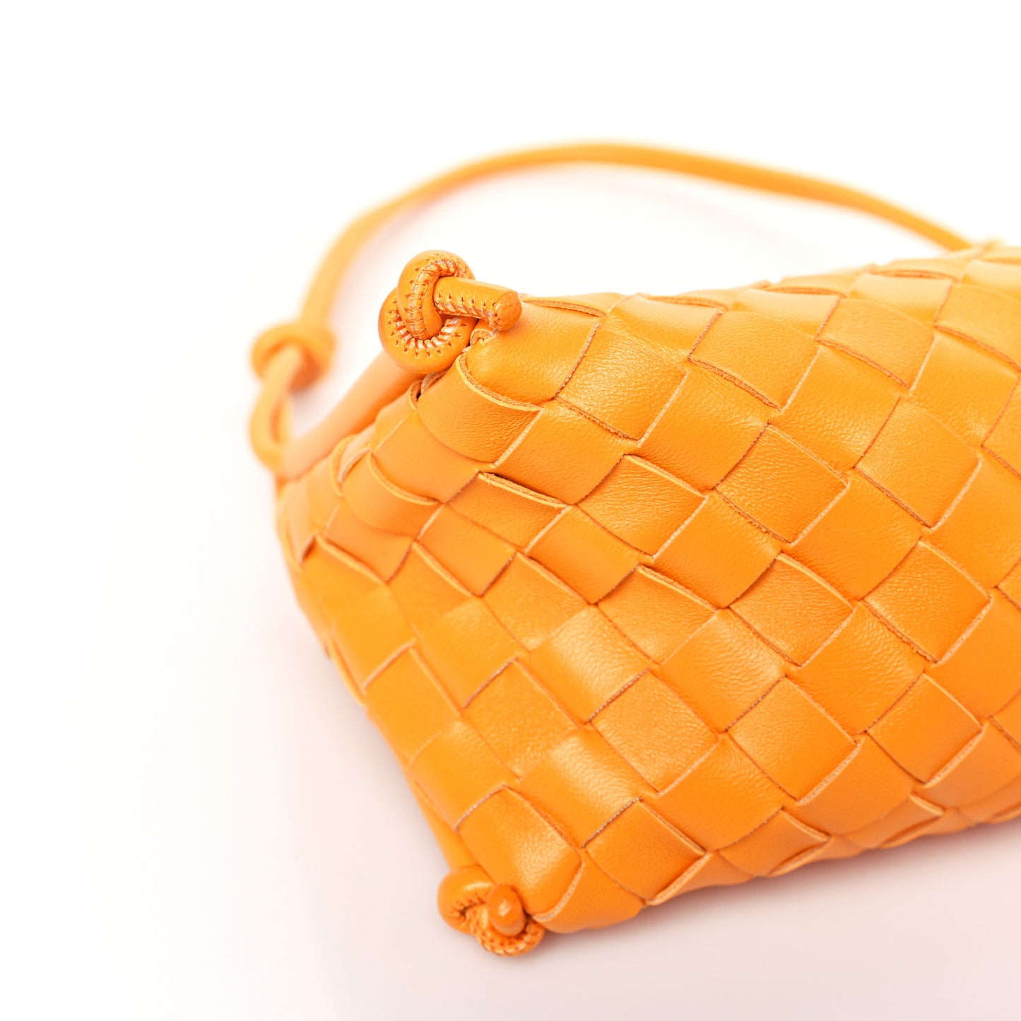 Nappa Intrecciato Pouch On Strap Tangerine