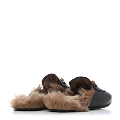 Gucci Calfskin Fur Womens Princetown Slippers 41 Black 3 of 10