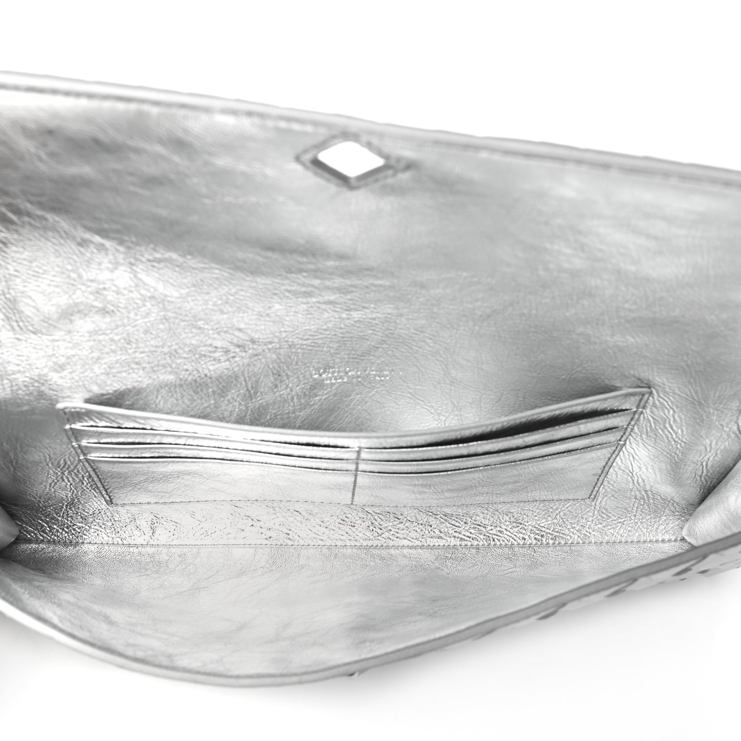 Metallic Nappa Intrecciato Long Andiamo Top Handle Silver