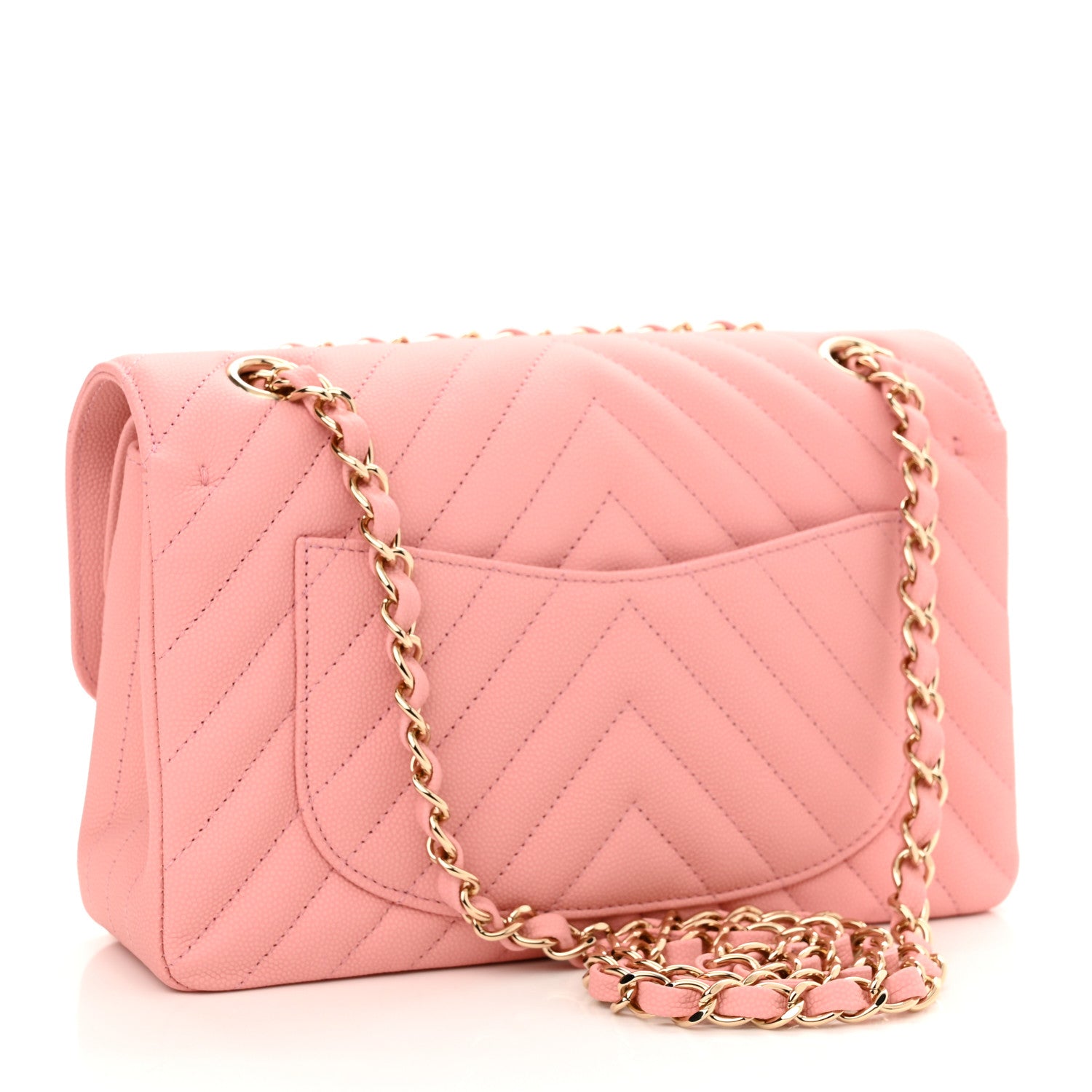 Chanel Caviar Chevron Quilted Small Double Flap Pink 3 of 10