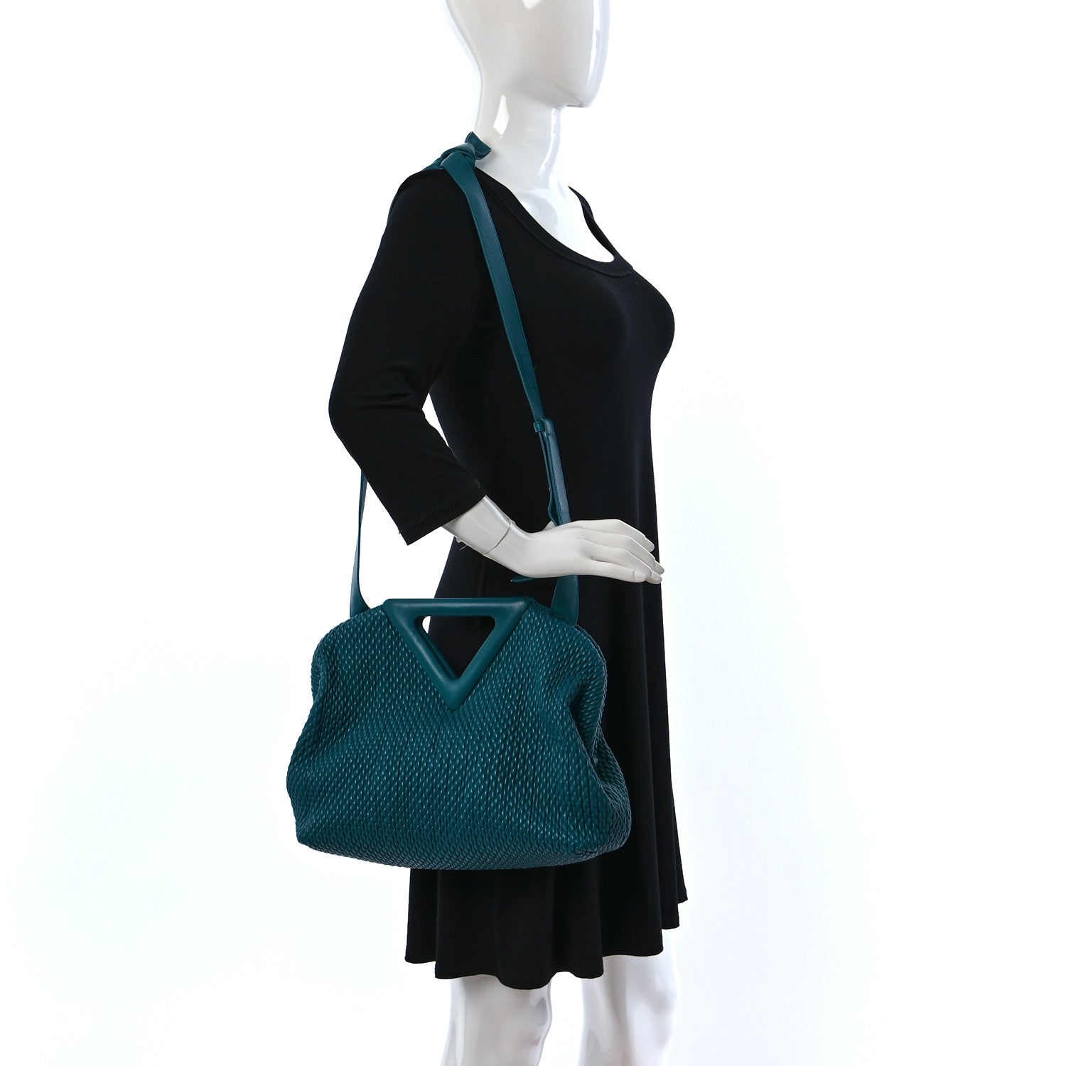 Bottega Veneta Lambskin Knit Large The Point Triangle Bag Mallard 2 of 10