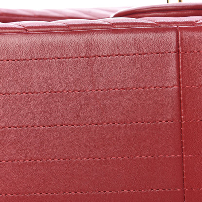 Chanel Lambskin Chevron Quilted Jumbo Double Flap Dark Red 10 of 16