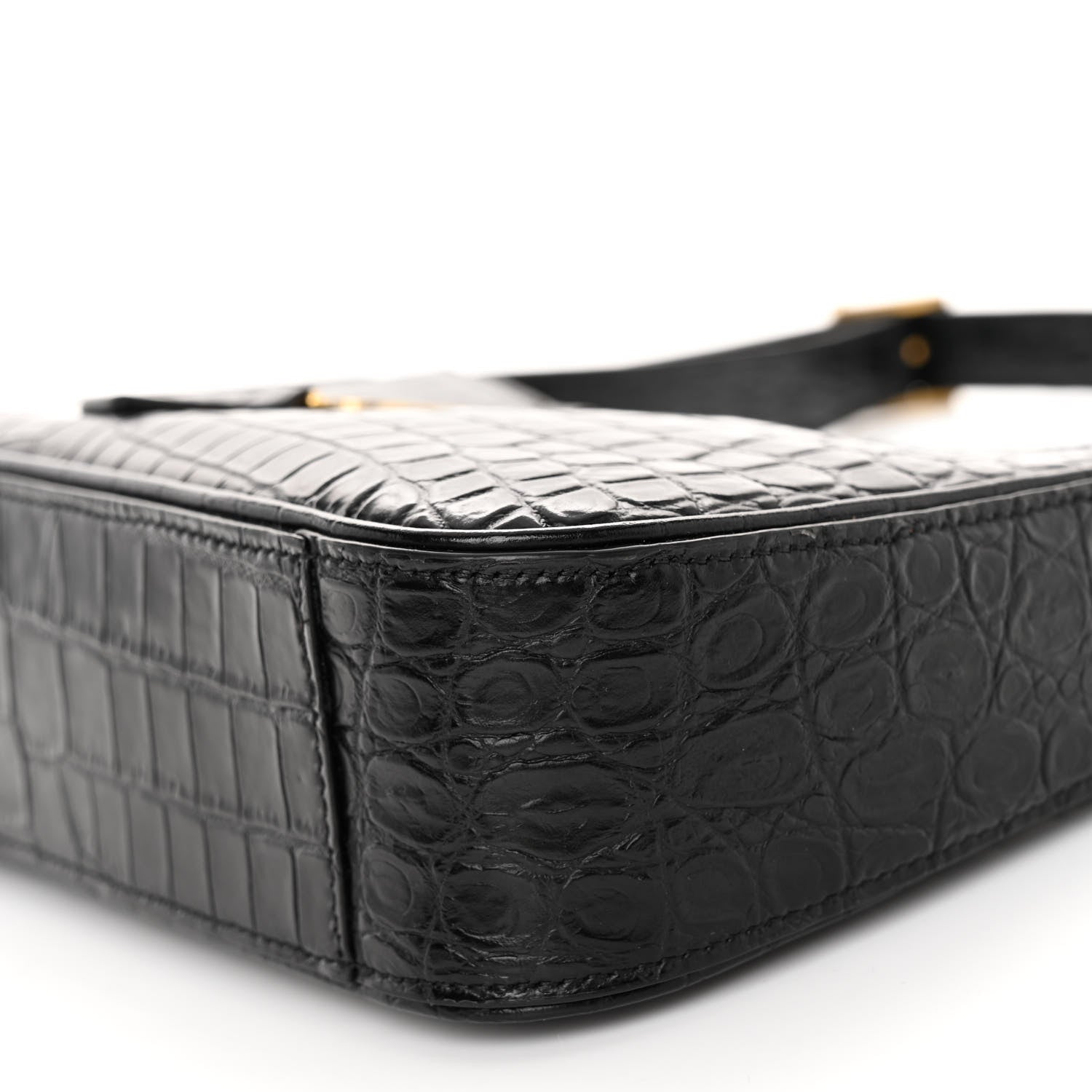 Saint Laurent Calfskin Crocodile Embossed LE 5 A 7 Hobo Black 9 of 9