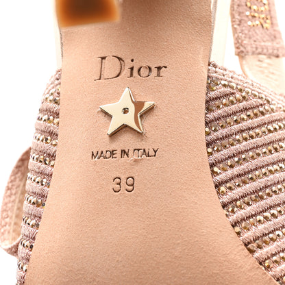 Christian Dior Cotton Laminated Strass J'Adior Slingback 100mm Pumps 39 Rose Des Vents 7 of 10
