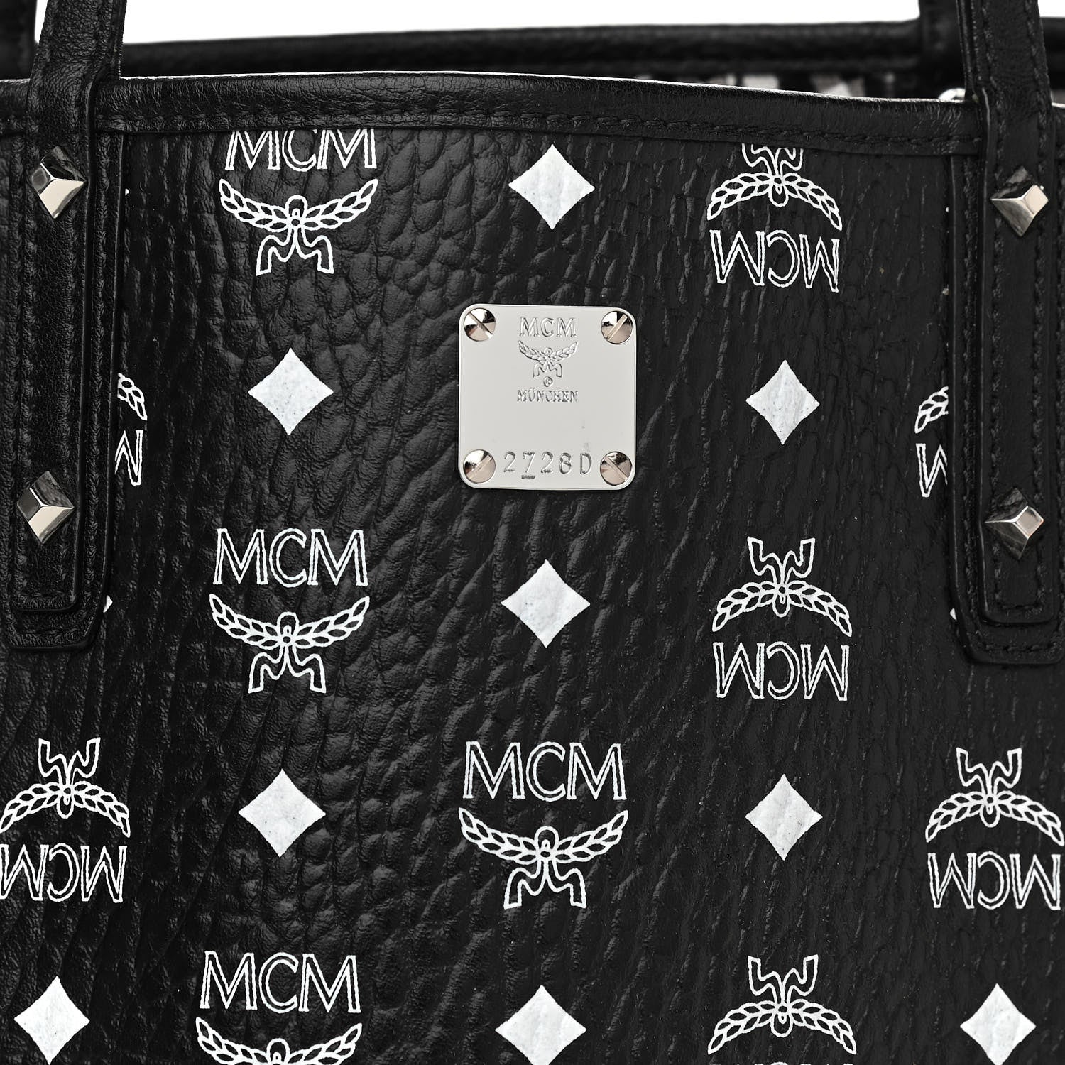 MCM Visetos Medium Anya Zip Top Shopper Tote Black 9 of 15