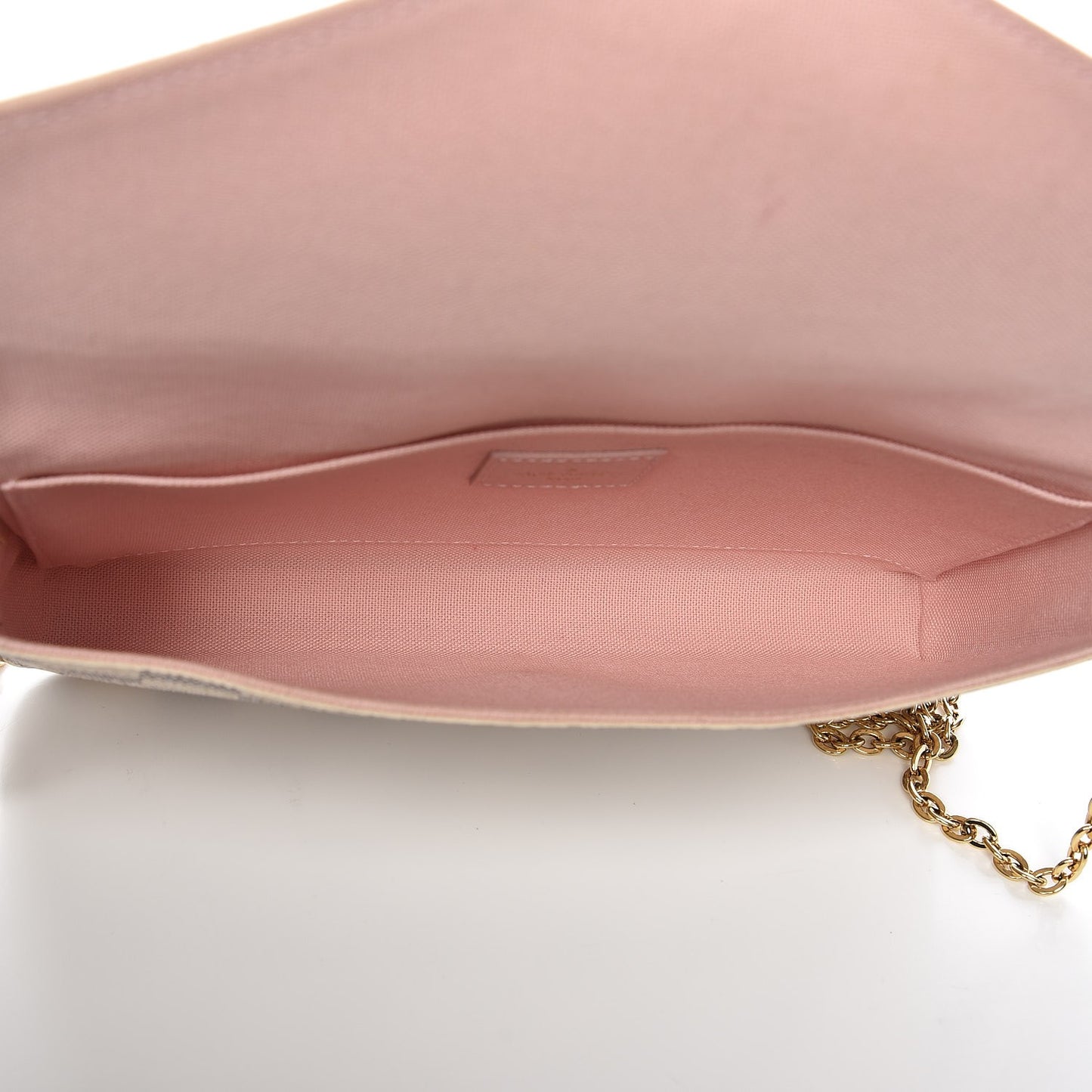 Damier Azur Pochette Felicie Chain Wallet Rose Ballerine