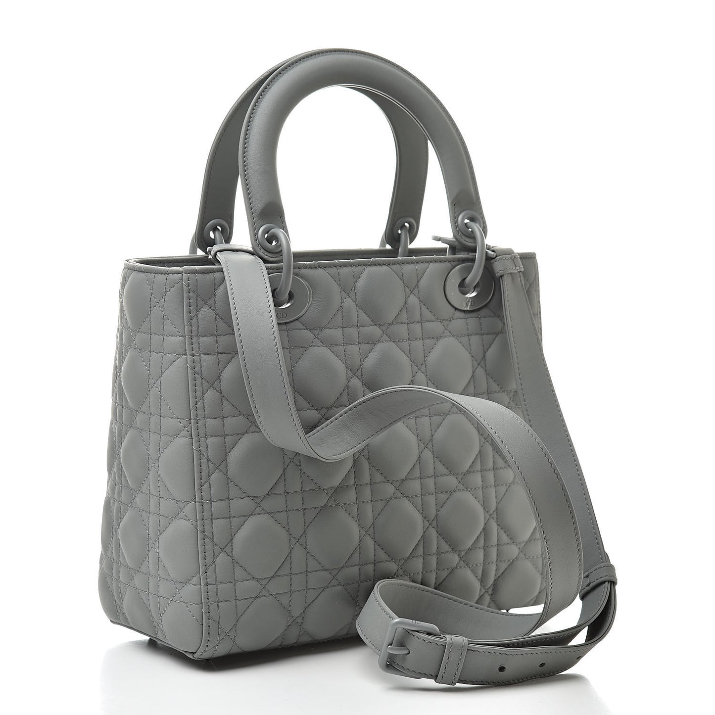 Ultra Matte Calfskin Cannage Medium Lady Dior Grey Stone