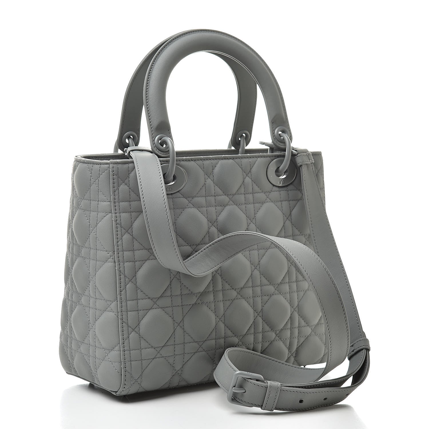 Christian Dior Ultra Matte Calfskin Cannage Medium Lady Dior Grey Stone 3 of 14