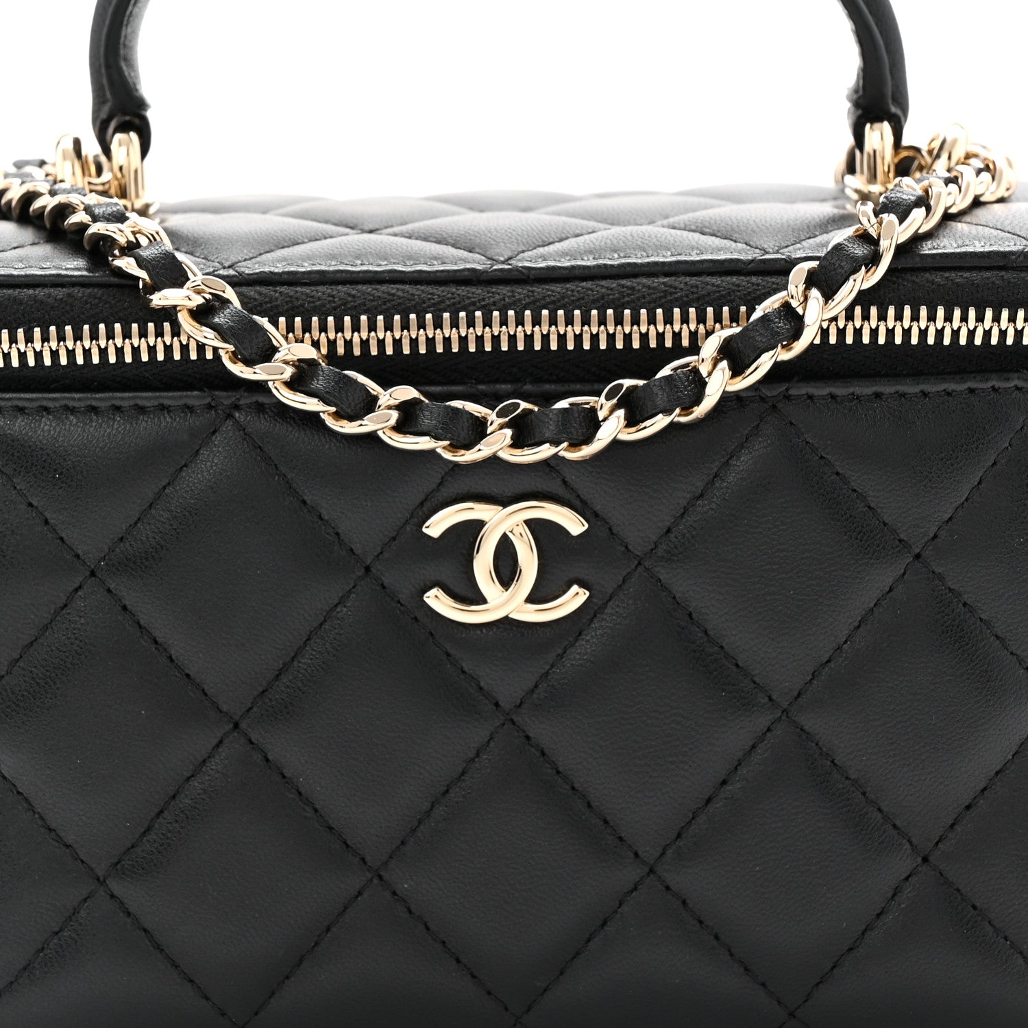 Chanel Lambskin Quilted Small Top Handle Vanity Case With Chain Black 8 of 10