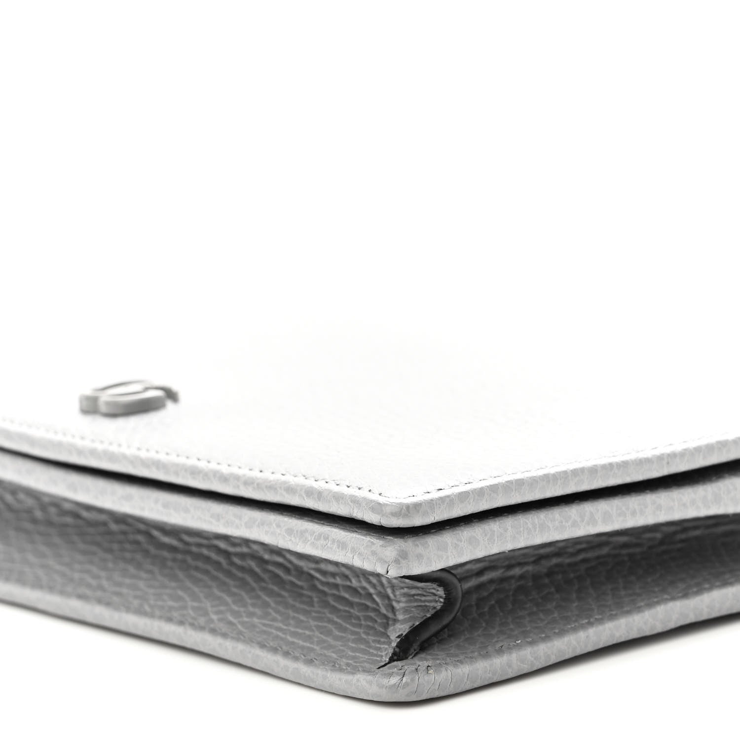 Gucci Dollar Calfskin Enamel Monochrome Mini GG Marmont Chain Wallet Deep Grey 8 of 9