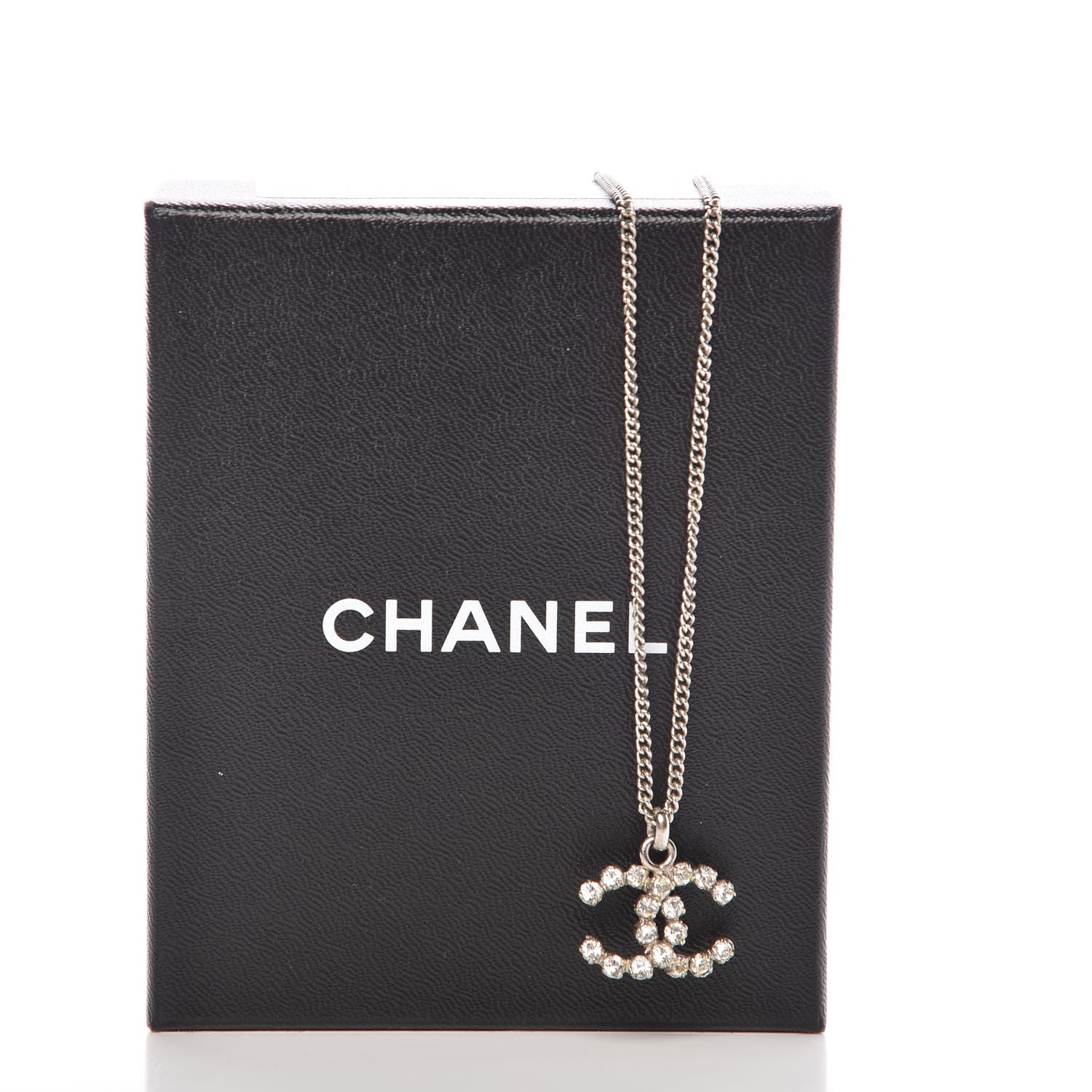 Chanel Crystal CC Pendant Necklace Silver 7 of 7