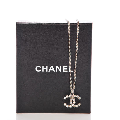 Chanel Crystal CC Pendant Necklace Silver 7 of 7