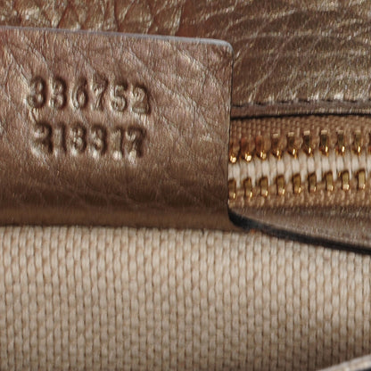Gucci Metallic Pebbled Calfskin Medium Soho Flap Crossbody Golden Beige 7 of 9