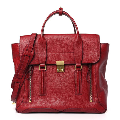 3.1 Phillip Lim Textured Calfskin Large Pashli Satchel Red 1 of 8