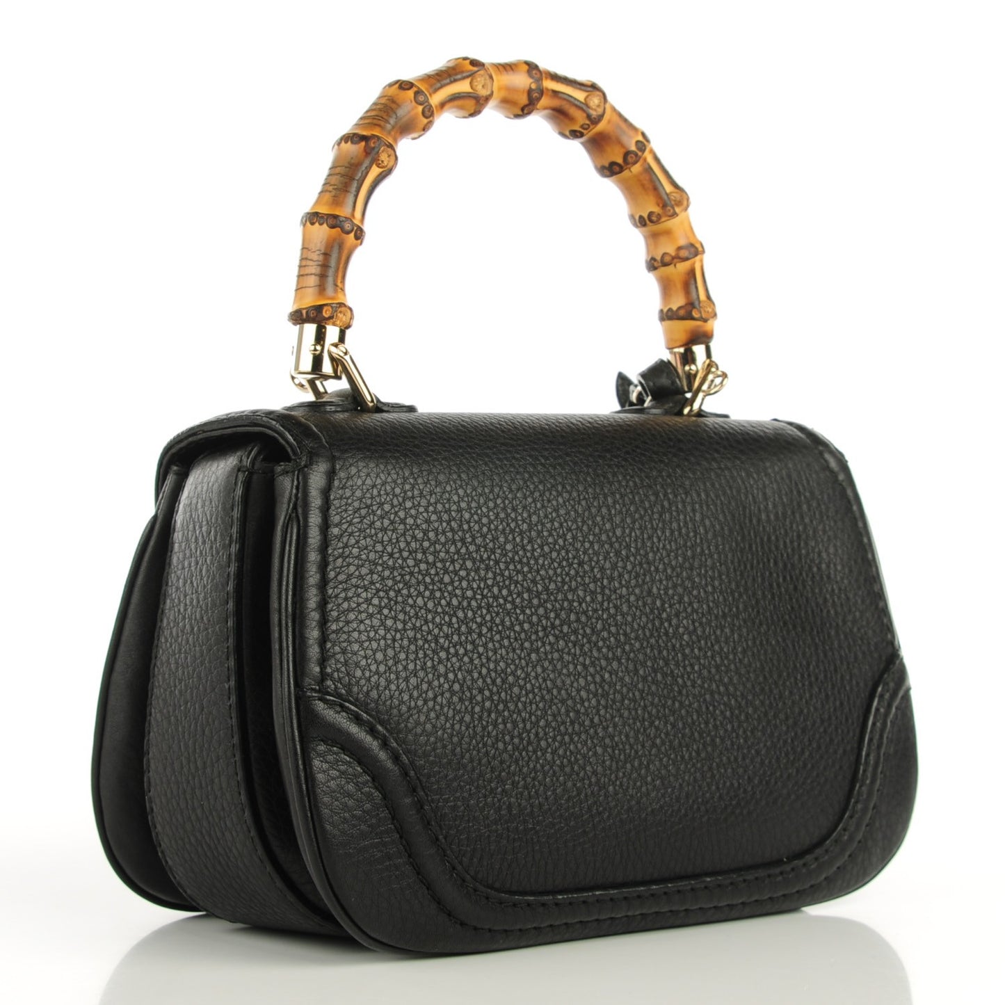 Cellarius Calfskin Small New Bamboo Top Handle Bag Black