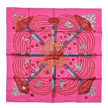Hermes Silk Chemins De Corail Scarf 90 Fuchsia Gris Bordeaux 1 of 5