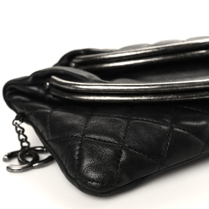 Chanel Lambskin Quilted Frame Clasp Flap Clutch Black 9 of 10
