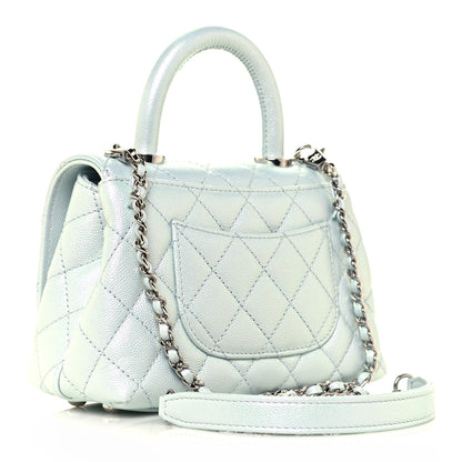 Chanel Iridescent Caviar Quilted Extra Mini Coco Handle Flap Light Blue 3 of 14