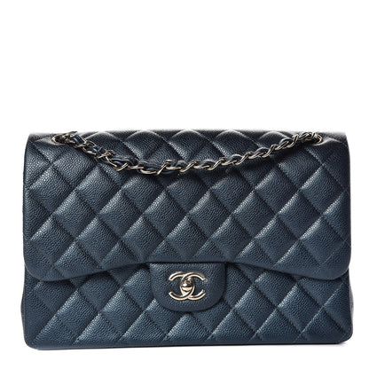 Chanel Iridescent Caviar Quilted Jumbo Double Flap Dark Blue 1 of 10