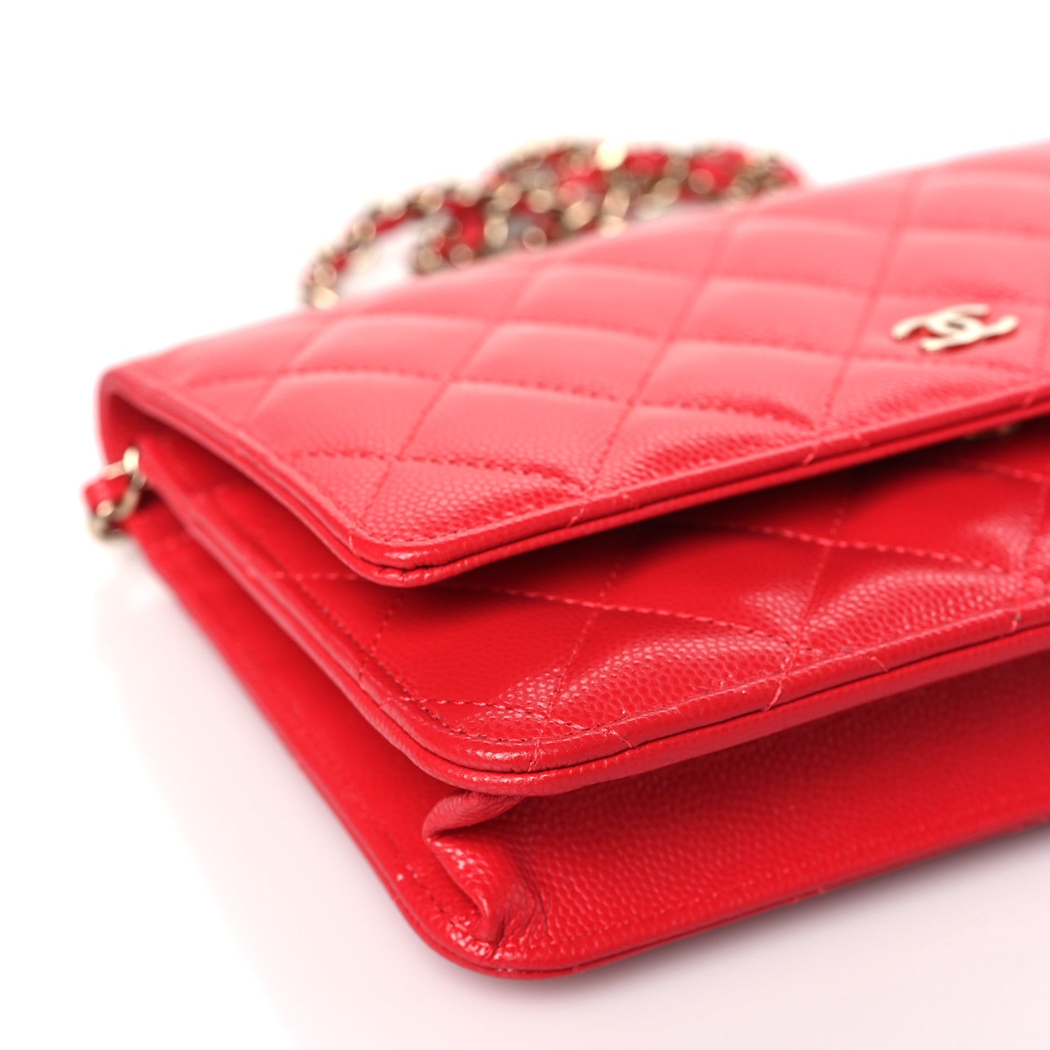 Chanel Caviar Quilted Wallet On Chain WOC Red 9 of 10