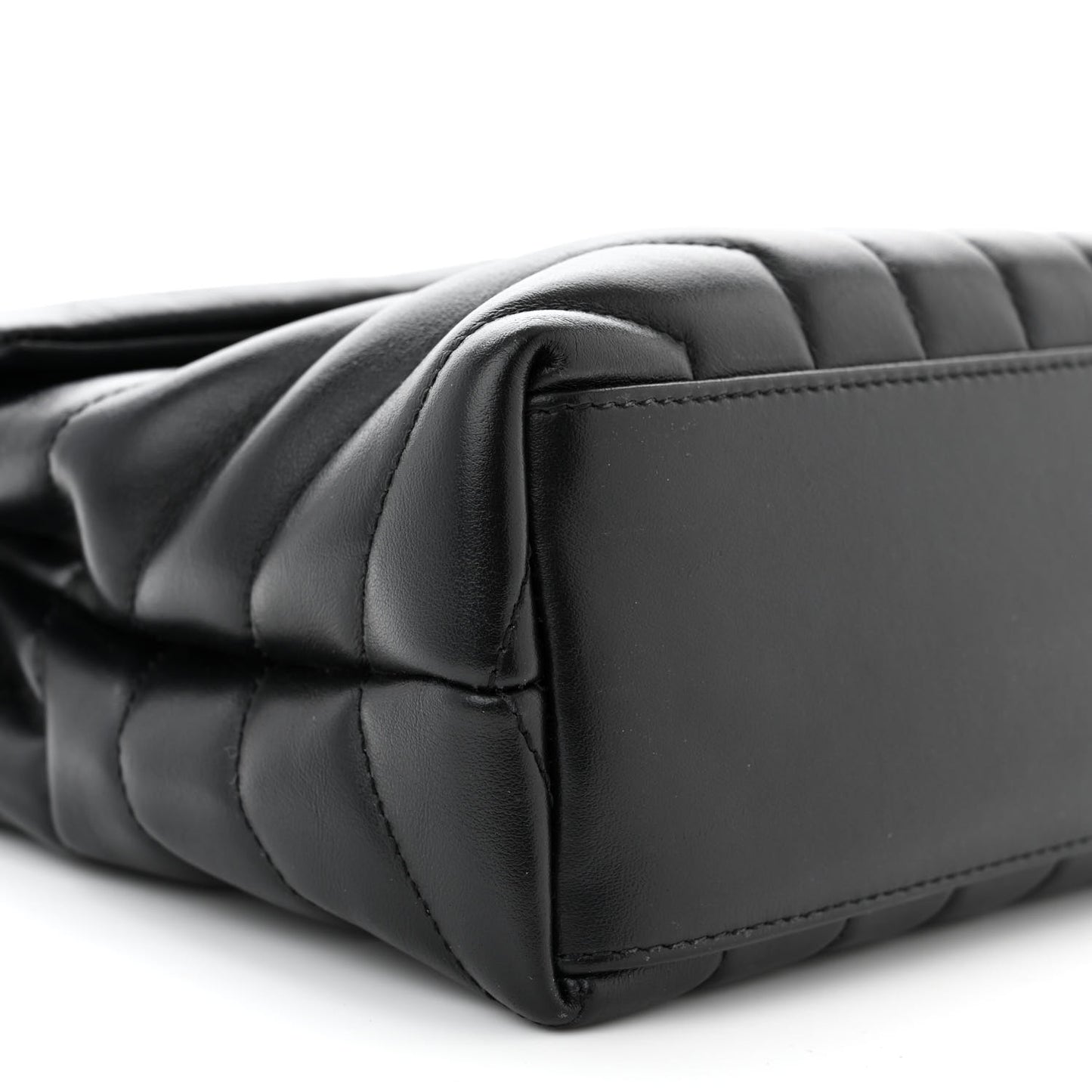 Calfskin Y Quilted Monogram Small Loulou Chain Satchel Black