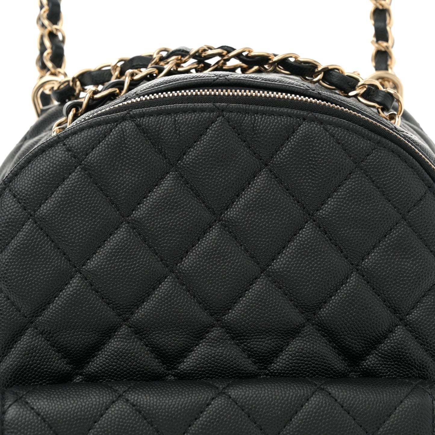 Caviar Quilted Medium Zip Around Backpack Black