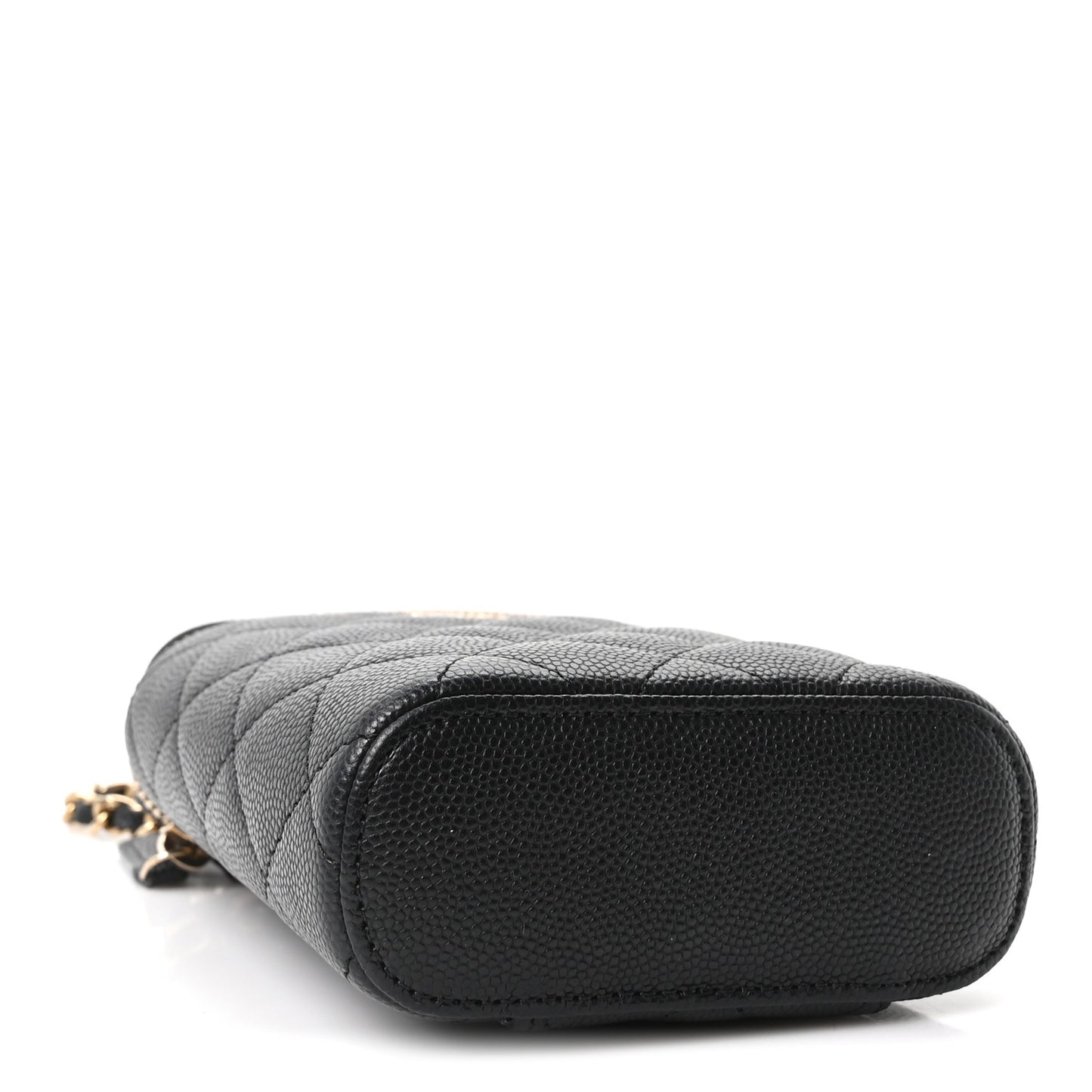 Caviar Quilted Small Vertical Coco Beauty Vanity Case With Chain Black