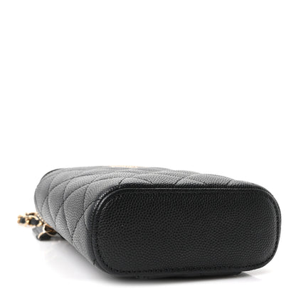 Chanel Caviar Quilted Small Vertical Coco Beauty Vanity Case With Chain Black 4 of 10