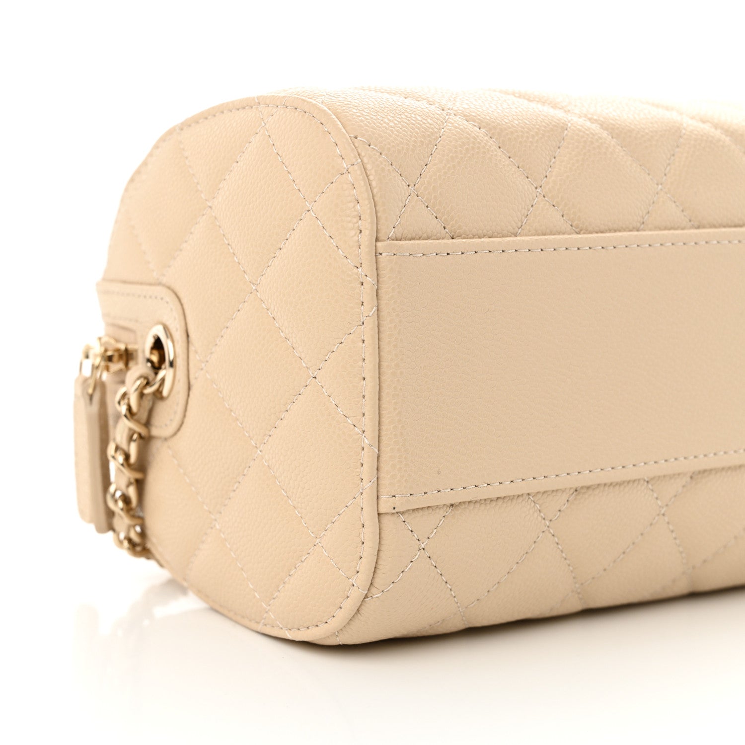 Chanel Caviar Quilted Mini Bowling Bag Beige 9 of 10