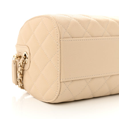 Chanel Caviar Quilted Mini Bowling Bag Beige 9 of 10