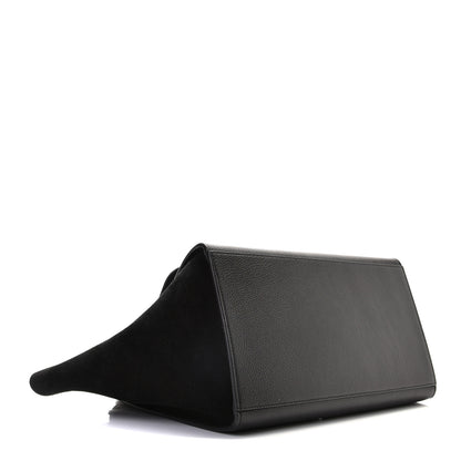 Celine Drummed Calfskin Suede Medium Trapeze Black 4 of 9