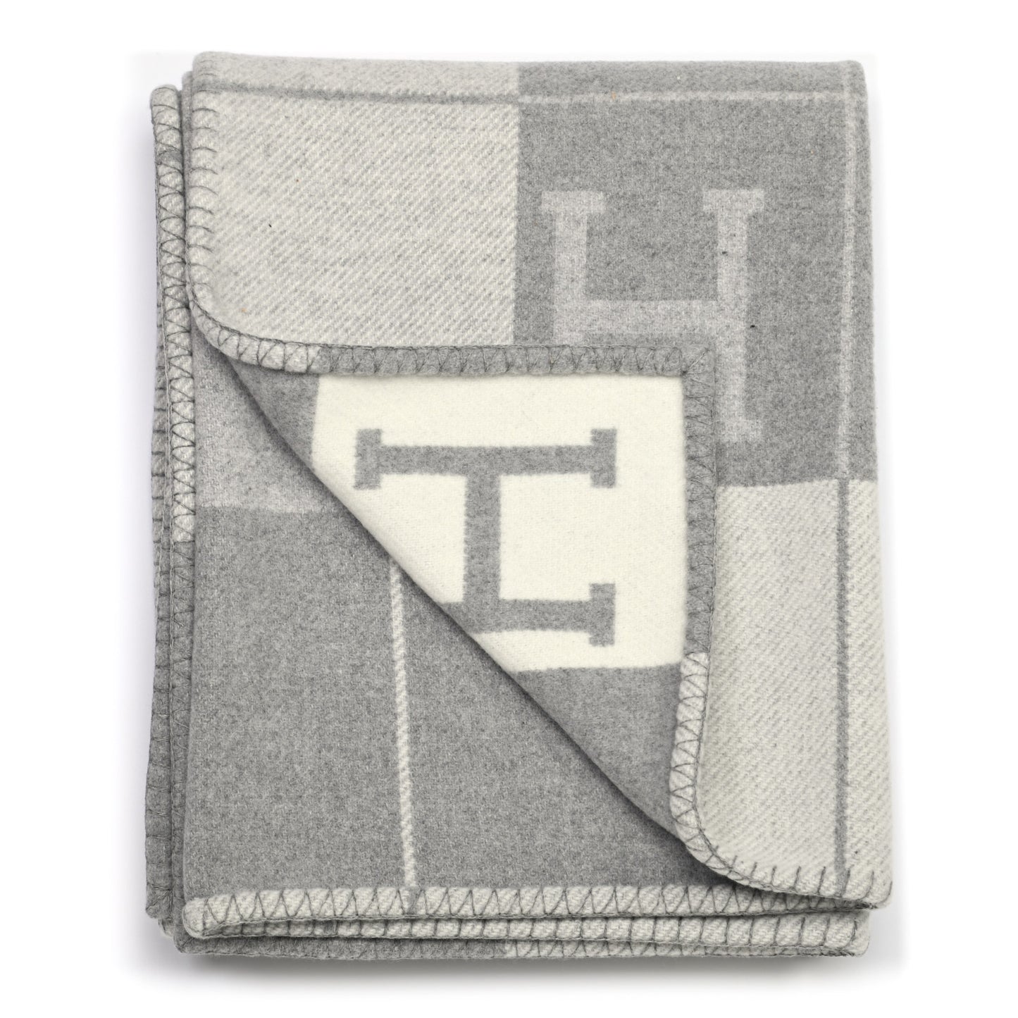 Wool Cashmere Avalon III Blanket Ecru Gris Clair
