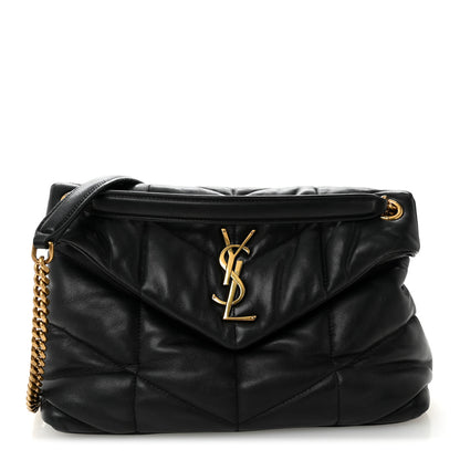 Saint Laurent Lambskin Quilted Small Loulou Puffer Monogram Chain Satchel Black 1 of 10