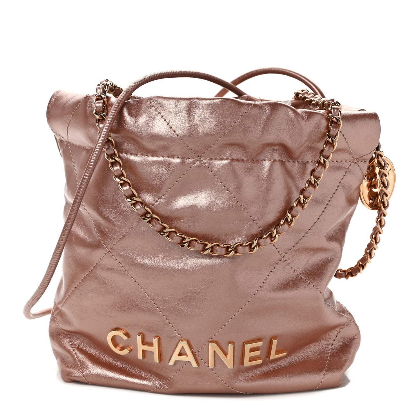 Metallic Calfskin Quilted Mini Chanel 22 Copper