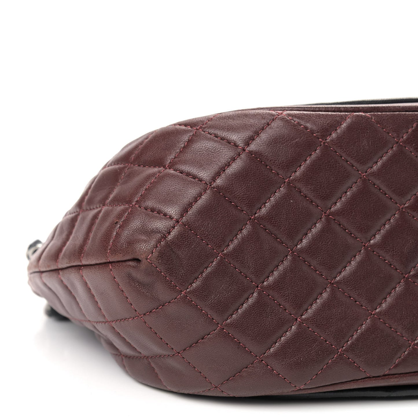 Lambskin Quilted Classic Twist Crescent Flap Black Burgundy