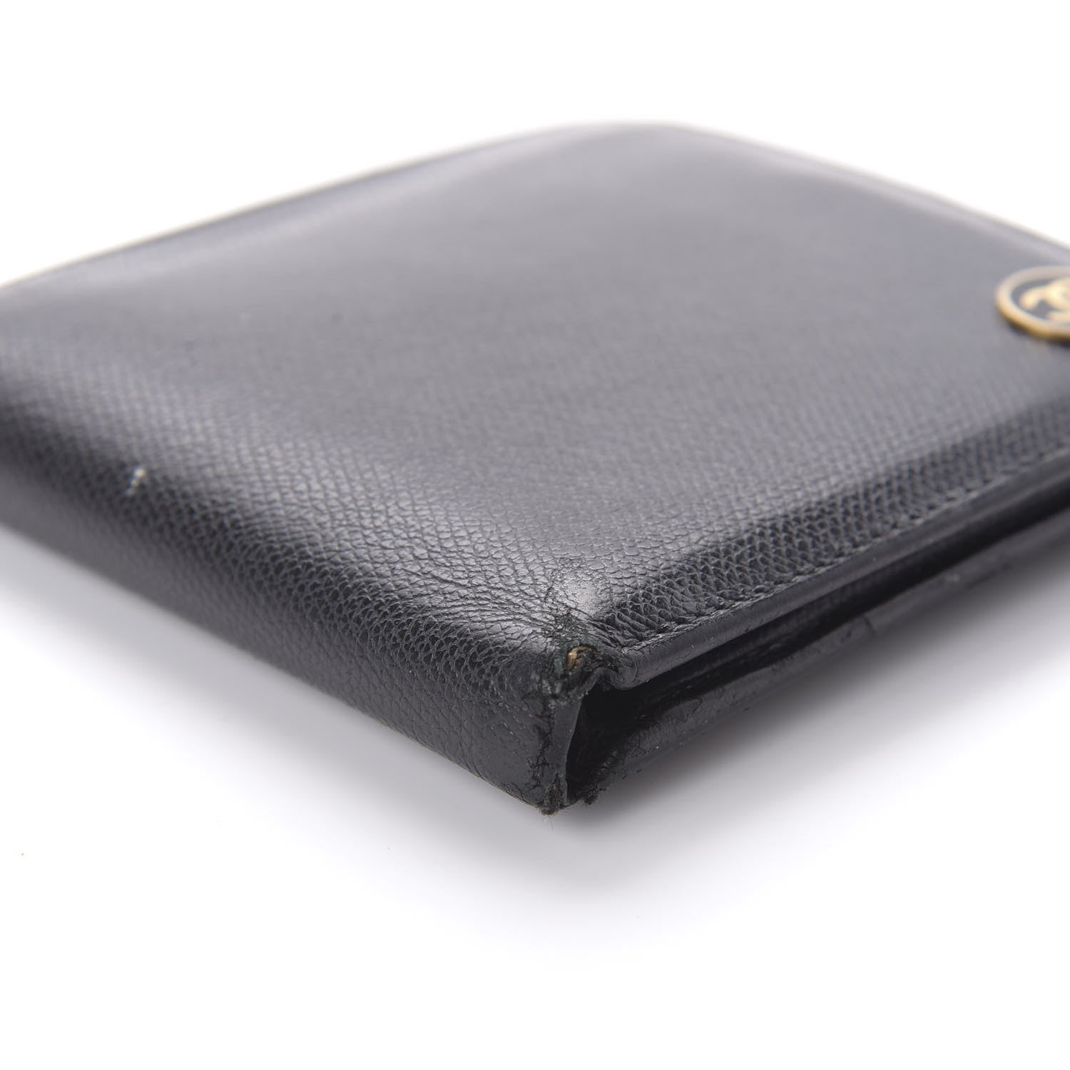 Chanel Grained Calfskin CC Button Bi-Fold Wallet Black 6 of 13