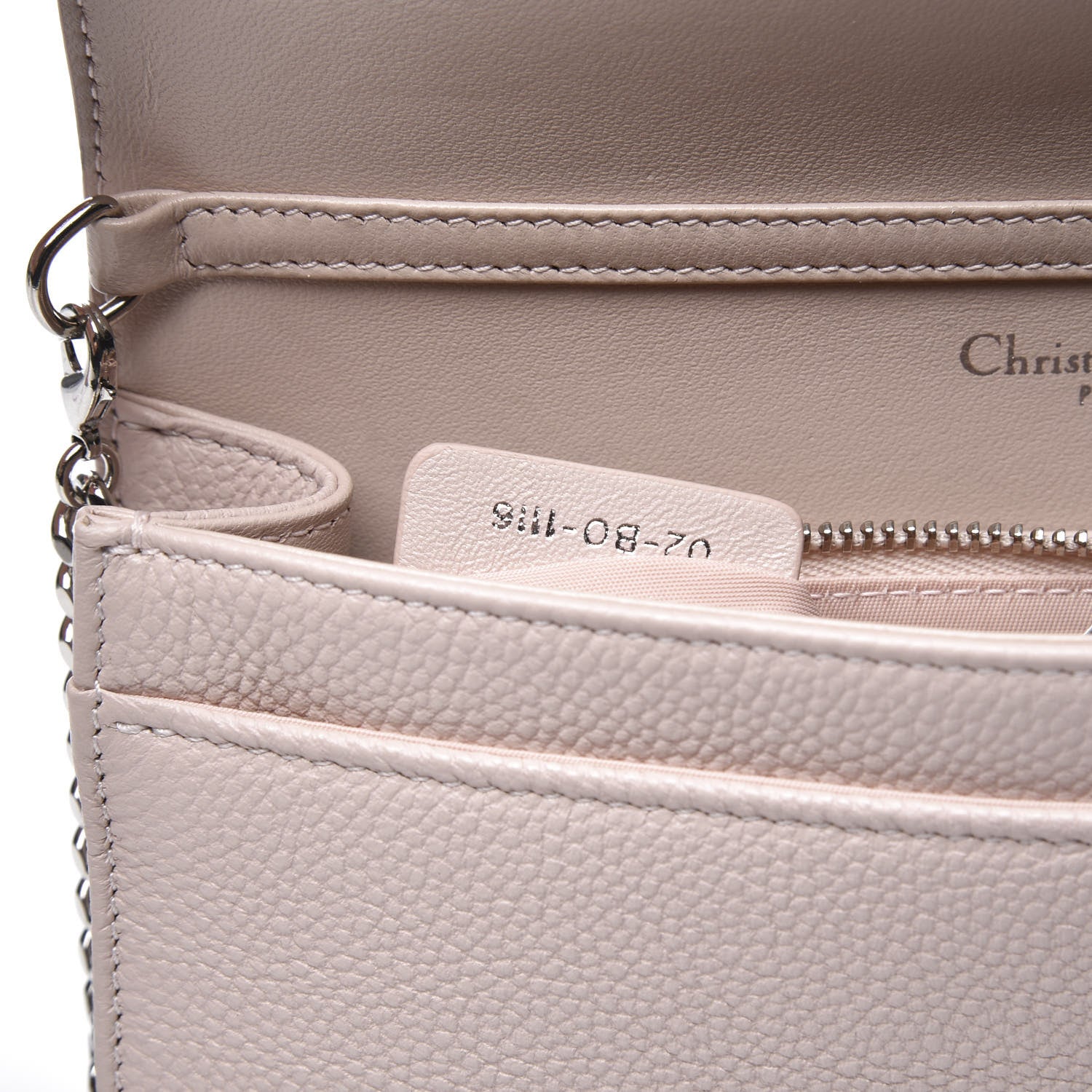 Christian Dior Grained Calfskin Diorama Wallet on Chain Pouch Rose Poudre 9 of 12