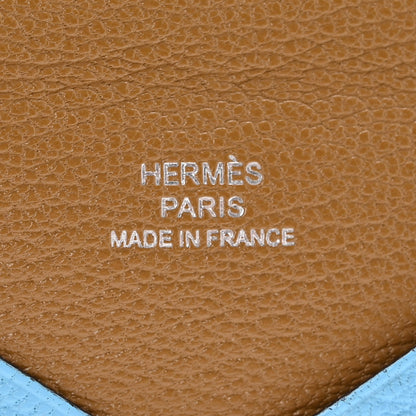 Hermes Chevre Mysore Verso Calvi Card Case Celeste Kraft 6 of 9