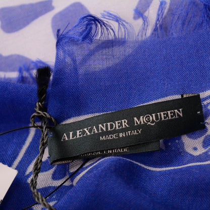 Alexander McQueen Modal Silk Degrade Skull Scarf Royal Blue White 5 of 7