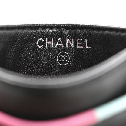 Chanel Lambskin Quilted Chanel Card Holder Black Pink Light Blue 6 of 14