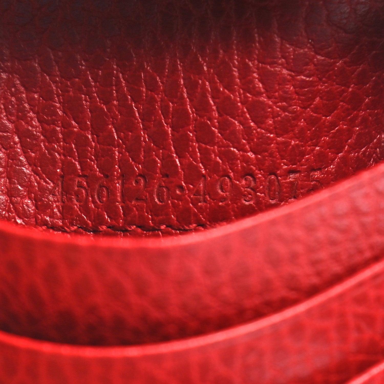 Gucci Pebbled Calfskin GG Marmont Card Case Hibiscus Red 7 of 8